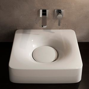 countertop washbasin / square / ceramic / contemporary