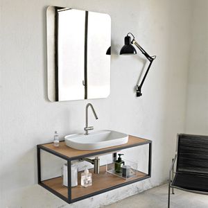 built-in washbasin / rectangular / ceramic / contemporary