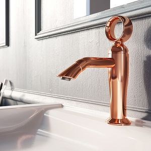 washbasin mixer tap / chromed metal / copper / bathroom