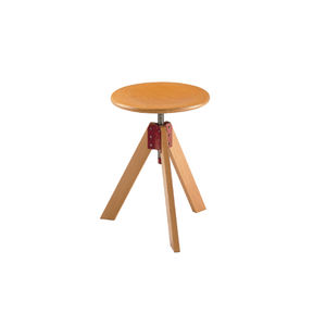 contemporary stool / beech / varnished wood / swivel