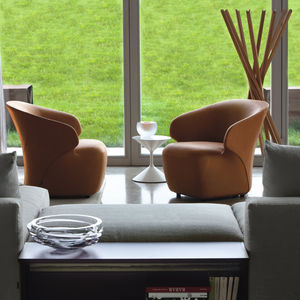 contemporary armchair / fabric / leather / nylon