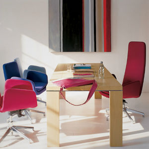 fabric office armchair / leather / swivel / star base