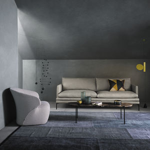 contemporary coffee table / steel / marble / oval