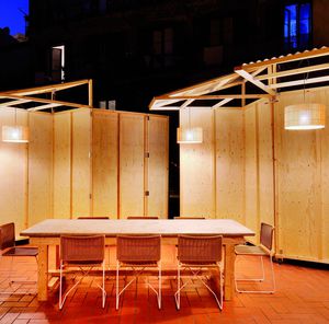 pendant lamp / industrial design / wooden / LED