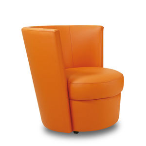 contemporary armchair / fabric / leather / swivel