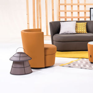 contemporary armchair / fabric / leather / swivel