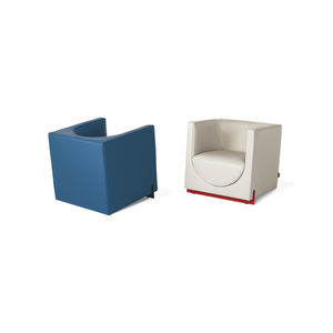 contemporary armchair / leather / fabric / custom