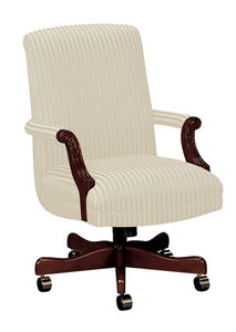conference armchair / traditional / wooden / fabric