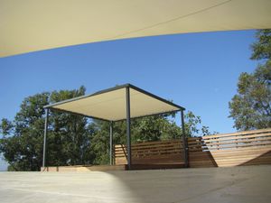 self-supporting pergola / aluminum / fabric canopy