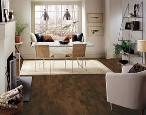 engineered parquet flooring / glued / floating / walnut