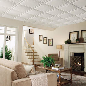 PVC suspended ceiling / tile / decorative / with relief