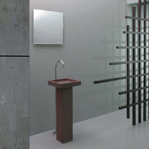 free-standing washbasin / square / stone / contemporary