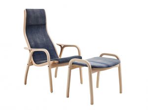 Scandinavian design armchair / beech / oak / fabric