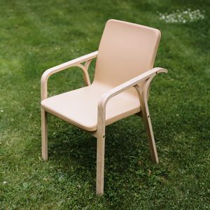 contemporary chair / with armrests / beech / oak
