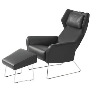 contemporary armchair / leather / wing / with headrest