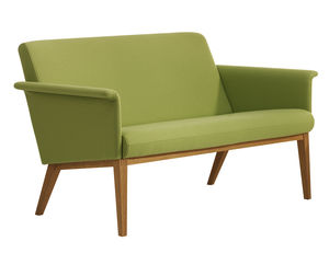 contemporary upholstered bench / fabric / oak / beech