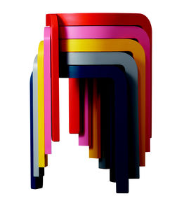 contemporary stool / ash / stackable / upholstered