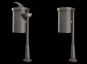 public trash can / built-in / cast iron / with built-in ashtray
