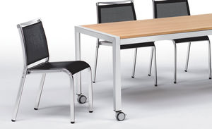 contemporary table / wooden / on casters