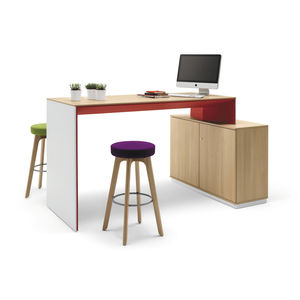 contemporary high bar table / wood veneer / melamine / fabric