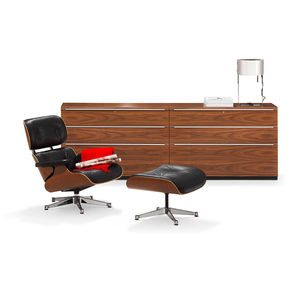 low filing cabinet / tall / wood veneer / with hinged door