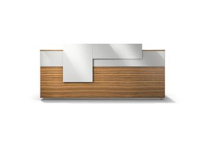corner reception desk / modular / wooden / laminate