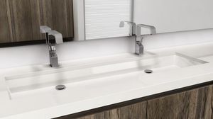 double washbasin / undercounter / rectangular / composite