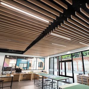 metal suspended ceiling / strip / acoustic / perforated