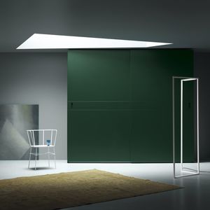 contemporary wardrobe / lacquered wood / ash / sliding door