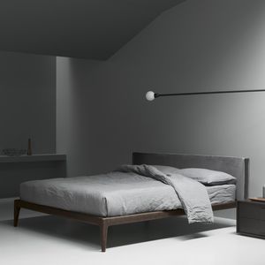 double bed / contemporary / with upholstered headboard / fabric