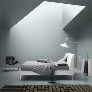 double bed / contemporary / upholstered / with headboard
