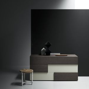 contemporary chest of drawers / lacquered wood / ash / beige