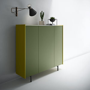 high sideboard / contemporary / metal / lacquered wood