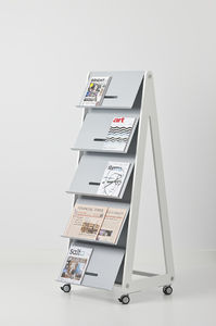 periodicals display rack / metal / on casters