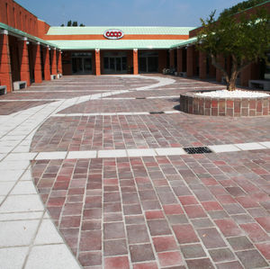 outdoor tile / for floors / engineered stone / sandblasted