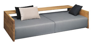 contemporary sofa / leather / oak / solid wood