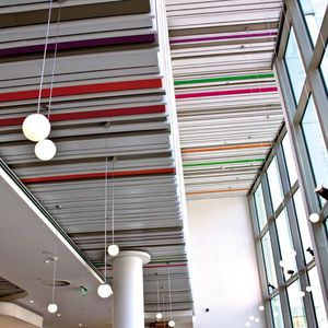 acoustic suspended ceiling / aluminum / steel / strip
