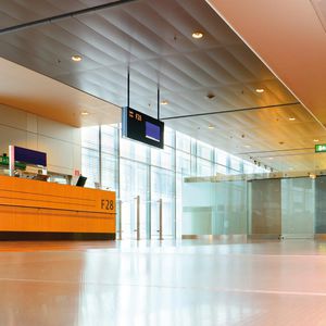 steel suspended ceiling / aluminum / strip / acoustic