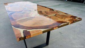 contemporary dining table / wooden / rectangular / outdoor