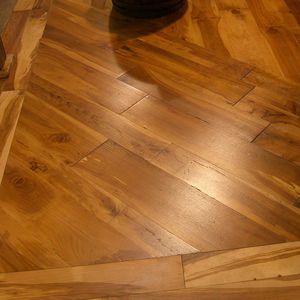engineered parquet floor / glued / aged