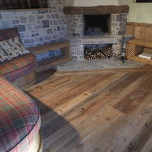 engineered parquet floor / glued / antique fir / oiled
