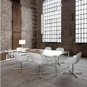 contemporary boardroom table / wooden / metal / glass