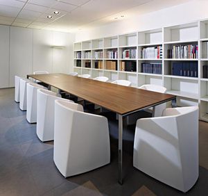 contemporary boardroom table / wooden / rectangular / with integrated electrical outlet