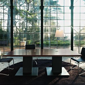 contemporary boardroom table / wooden / rectangular / square