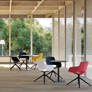 contemporary visitor chair / with armrests / upholstered / swivel