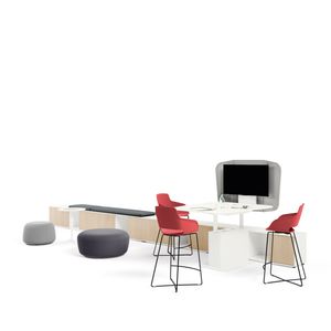 contemporary boardroom table / wooden / rectangular / adjustable-height