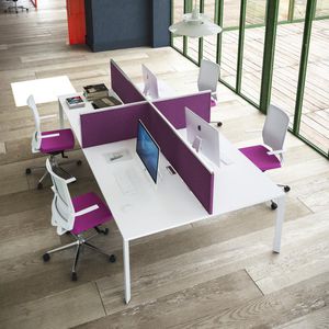 countertop office divider / fabric / metal