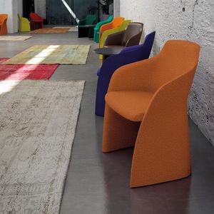contemporary visitor armchair / fabric / leather / with armrests