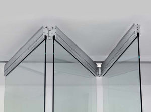 folding partition / aluminum / glazed / professional