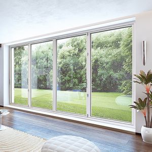 sliding and stacking patio door / folding / aluminum / double-glazed